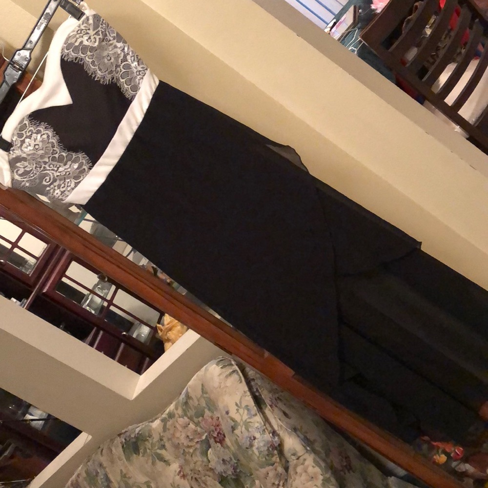 black/white high low formal dress